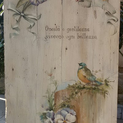 quadri Pannello di legno di recupero dipinto a mano